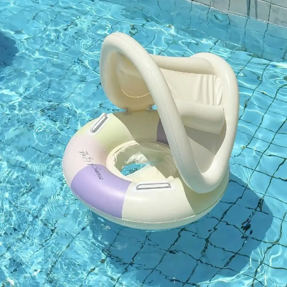 Mode PVC Schwimmen Ring Große Auftrieb Sonnenschutz Schwimmen Sitz Ring Mit Sonnenschirm Aufblasbare Float Schwimmen Kreis Strand