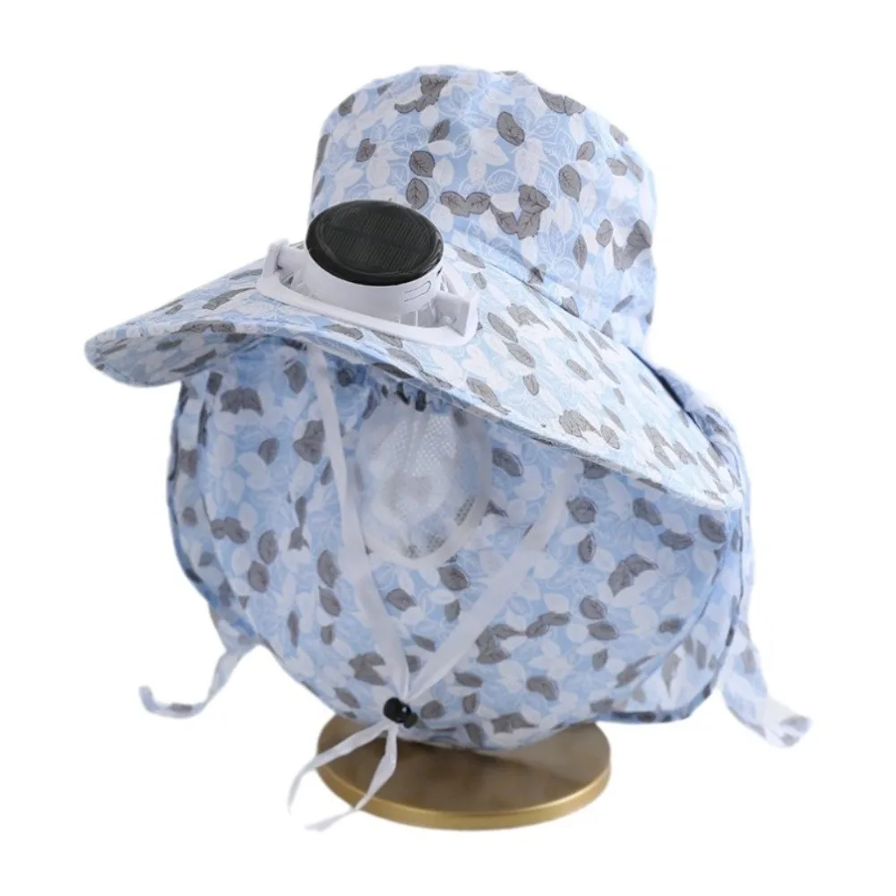 

Mens Floppy Hat Anti-UV Solar Fan Cap Breathable 300MA Current Sun Cap USB Charging Floral Design Fisherman Hat Tea Picking
