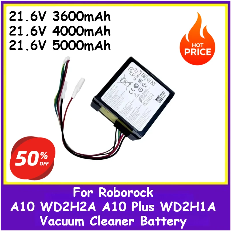 

21.6V 5000mAh Replacement Battery For Roborock Dyad Air Vacuum Cleaner A10 WD2H2AA10 Plus WD2H1A High Quality