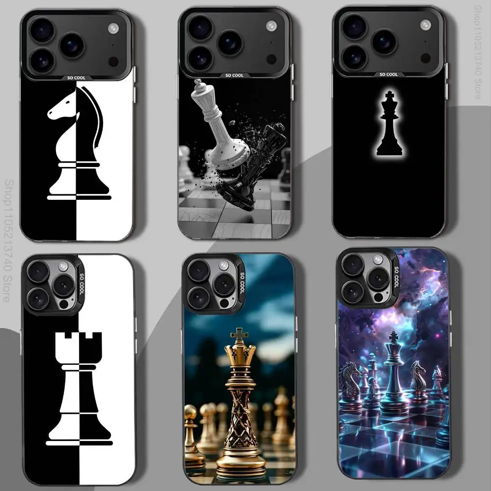 

B-BoardS C-Chess white Phone Case For iPhone 12,16,11,14,13,17,15,E,Max,Plus,Air,Pro,Mini black Shockproof IMD Hard