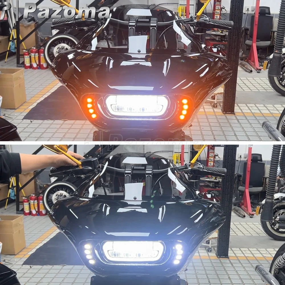 

PAZOMA LED Turn Signal Headlight Fairing Cower Windshield Cowl Kit For Harley Softail Fat Bob FXFB 18-19 Fat Bob 114 FXFBS 18-24
