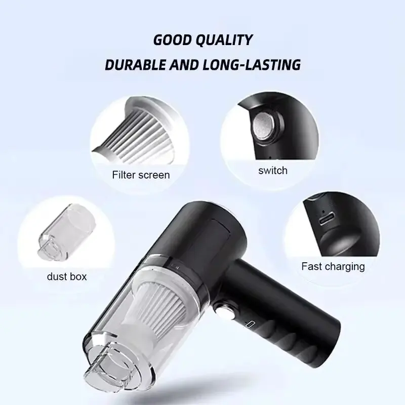 Wireless Handheld Vacuum Cleaner Dual Use for Home and Car 120W High Power Powerful Vacuum Cleaner Black Portable Mini Hoovers