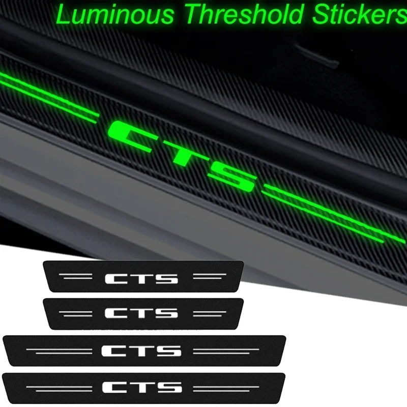 Luminous Car Rear Trunk Door Protective Strip Film for Cadillac CTS Logo Carbon Fiber Sill Trim Stickers Waterproof Decals