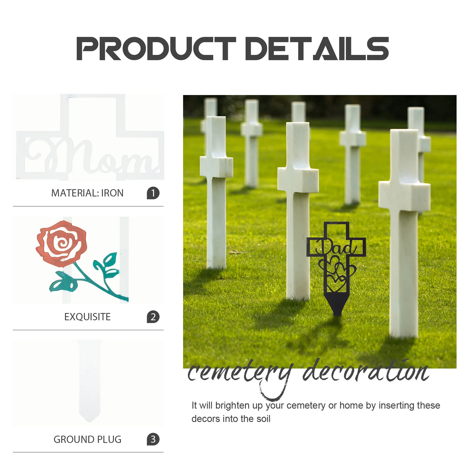 

Cemetery Decorative Piles Grave Decorations Stake Mom Christmas Outdoor The Sign Markers for Graves Iron Memorials Dad