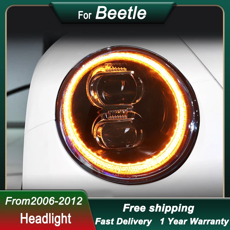 Faros delanteros de estilo de coche para VW Beetle 2006-2012, actualización a nuevo estilo, lámpara de cabeza LED completa, conjunto de luz delantera DRL