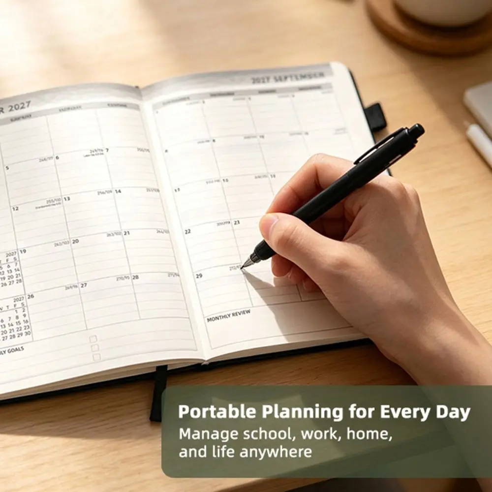 Portable A5 2027 Schedule Book Planner Reminder Textured PU Agenda Book To Do List Calendar Book Students