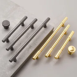 Furniture Handles Wardrobe Door Pull Aluminum Drawer Handle T Bar Kitchen Cabinet Closet Knob Gold