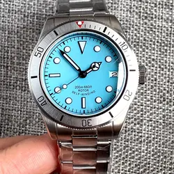 Business 39mm Sky Blue Dial Waterproof NH35A Movement Automatic Men Watch Domed Sapphire Glass Alloy Bezel Screw Crown 2023