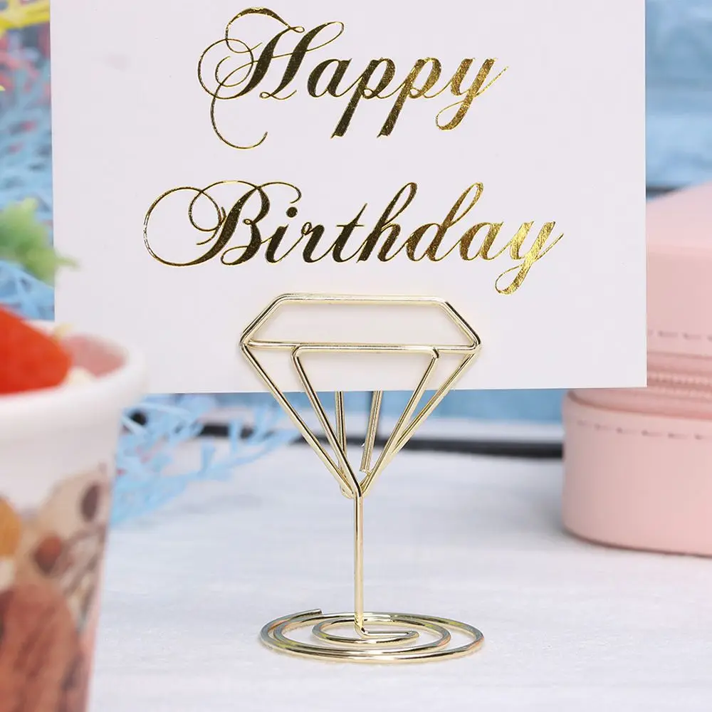Mini Rose Gold Desktop Decoration Wedding Supplies Paper Clamp Table Numbers Holder Clamps Stand Place Card Photos Clips