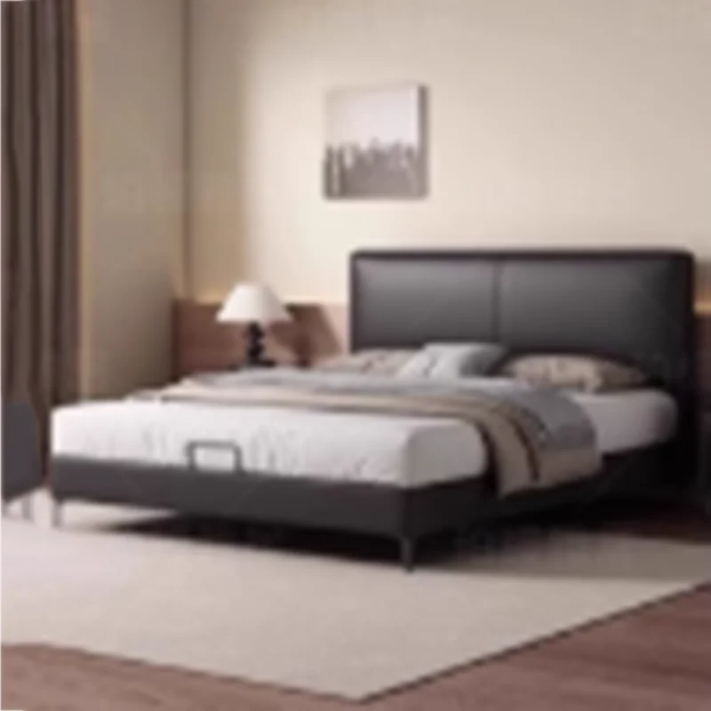 Modern Black Double Bed Simple Leather Rustic Mattress Frame Double Bed Storage Luxury Cheap Cama Dobravel Bedroom Furniture Set