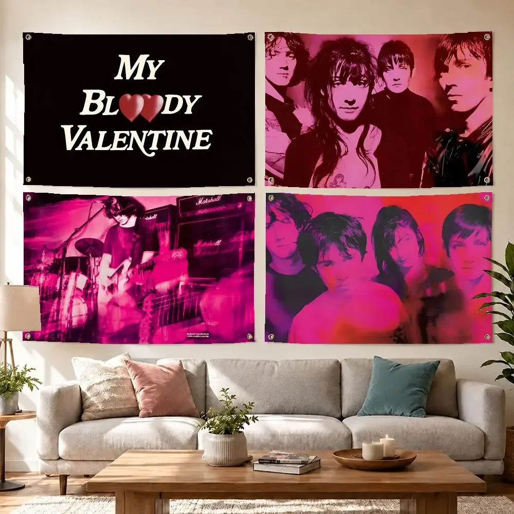 Alt Band My Bloody Valentine Flags Concert Print Wall Hanging Art Banner, Indoor Outdoor Bedroom Home Decor Backdrop, Perfect