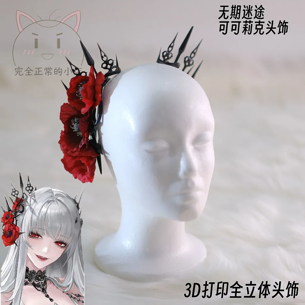 

Anime Path To Nowhere Coquelic Cosplay Corn Poppy Headwear Prop Cartoon 3D Printing Hair Ornaments Comic Exhibition Props Gift