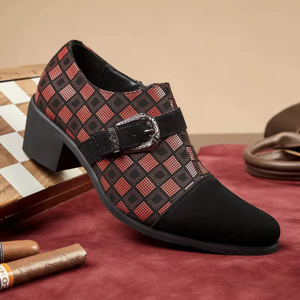 Zapatos de cuero de tacón alto clásicos 2026 para hombre, zapatos de hombre, moda europea y americana, zapatos de cuero cubanos con estilo individual, tallas 39-46