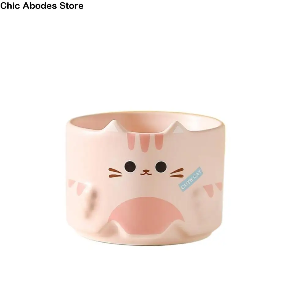 

Drinkware Ceramic Cat Mark Cup Cute Cartoon Water Cup Heat-resistant with Handle Tea Drinking Cup Home