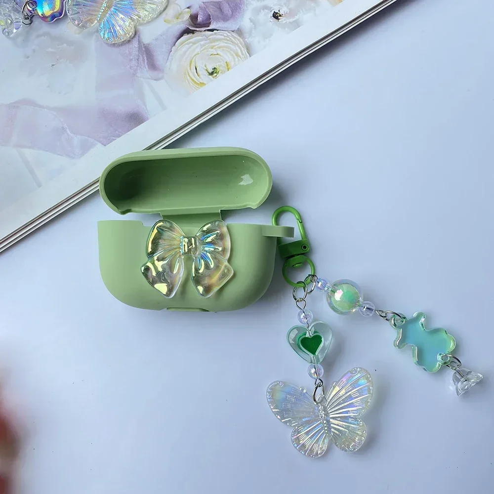 جراب كرتوني لطيف لهواوي فريكليب ، غطاء سماعة سيليكون مع سلسلة مفاتيح ، مشبك مجاني ، صندوق إكسسوارات زهور