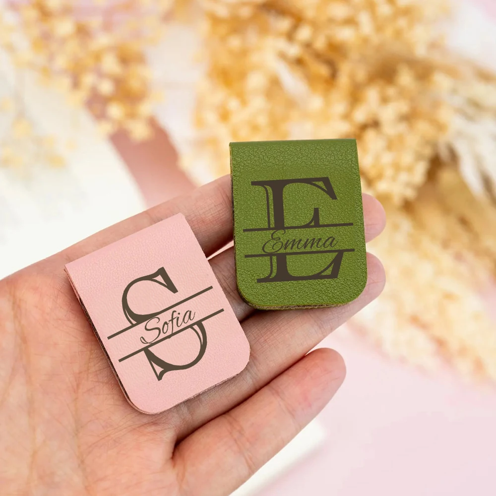 Marcapáginas con nombre con letras, marcapáginas de letras de cuero personalizado, marcapáginas magnético personalizado, regalo de cumpleaños para amantes de los libros, 1 ud.