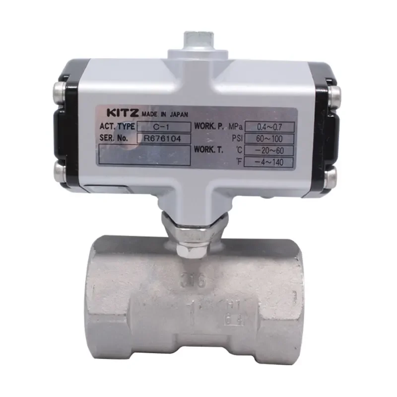 

Япония KITZ Kitazawa 316, пневматический шаровой кран из нержавеющей стали C-UTE, двуходовой клапан двойного действия DN25 Dn50