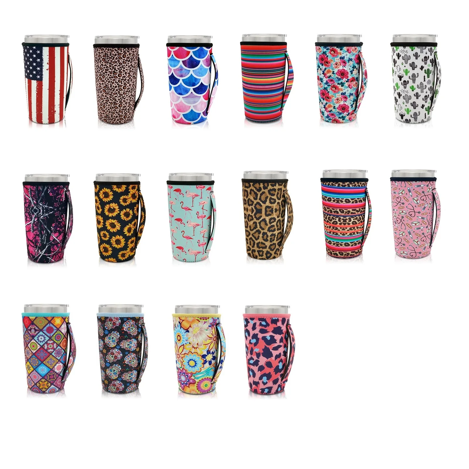 10PCS Reusable Iced Coffee Cup Sleeve Neoprene Insulated Sleeves Cup Cover Holder Idea for 20oz Tumbler Cup