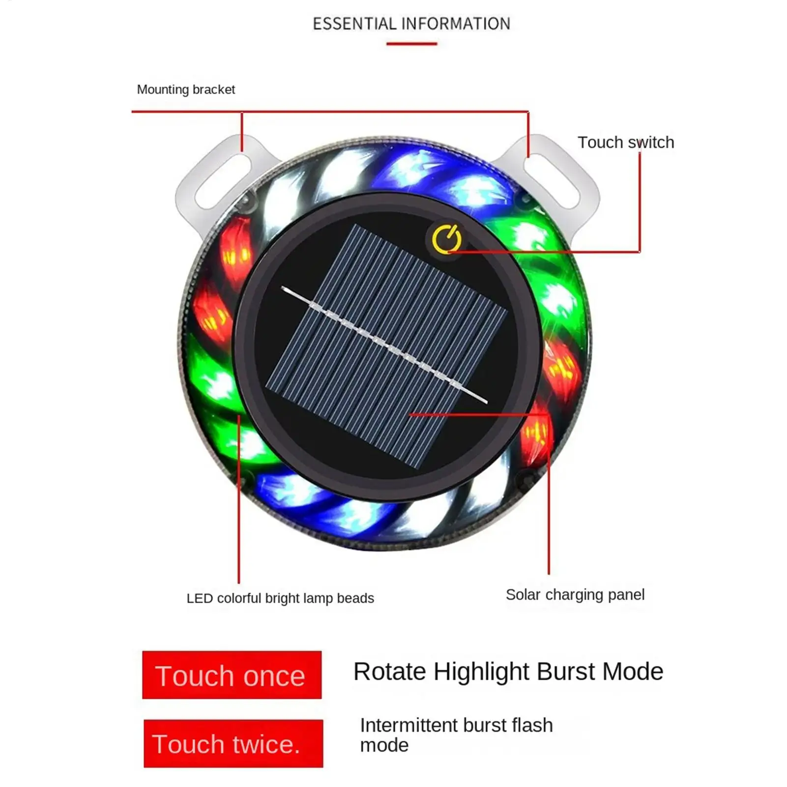 

Solar Strobe Light LED Safety Magnetic Wireless Lamp Wireless Magnetic Solar Strobe Warning Light For Truck Motorcycle Drone