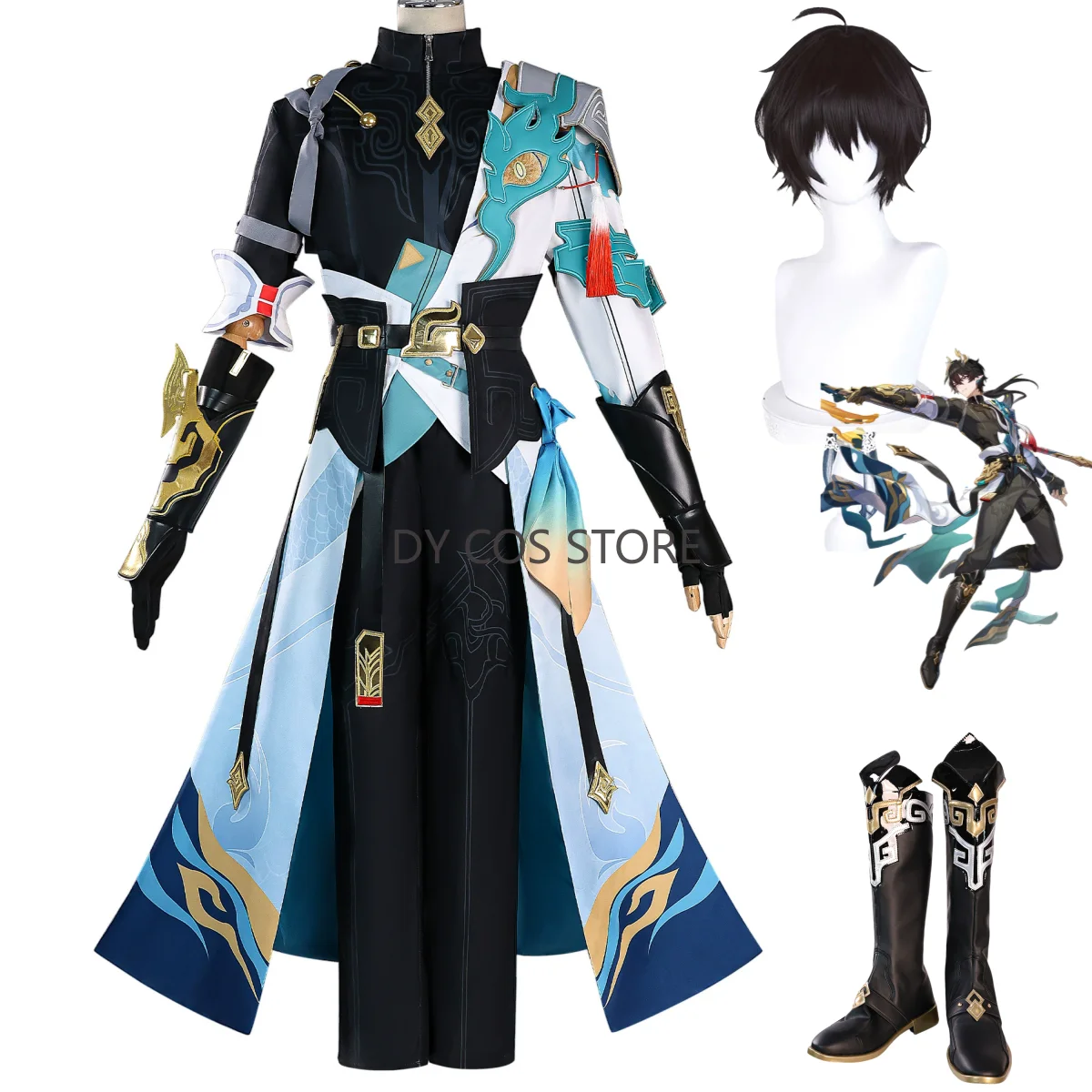 

Игра Honkai: Star Rail DanHeng Косплей Костюм Permansor Terrae Боевая Униформа Плащ Хвост Парик Обувь Мужской Костюм Для Хэллоуина