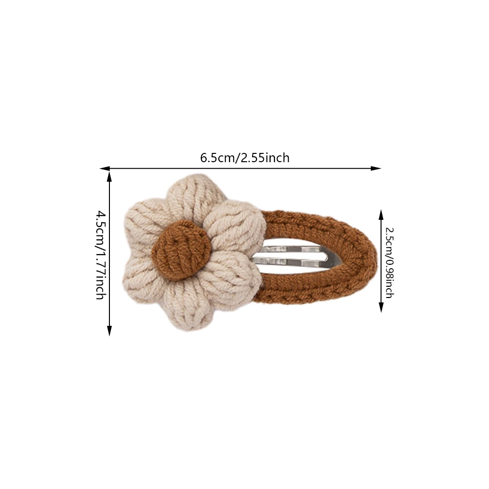 2Pcs/Lot Korean Handmade Sunflower Hair Clips for Baby Girls Crochet Hairpins Hairgrips Boutique Safety Knitted Kids Hair Bows