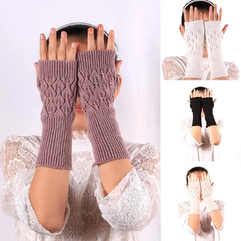 

Ladies Gloves Hand Warmers Winter Gloves Ladies Arm Crochet Artificial Gloves Warm Fingerless Warm Hollow Acrylic Gloves