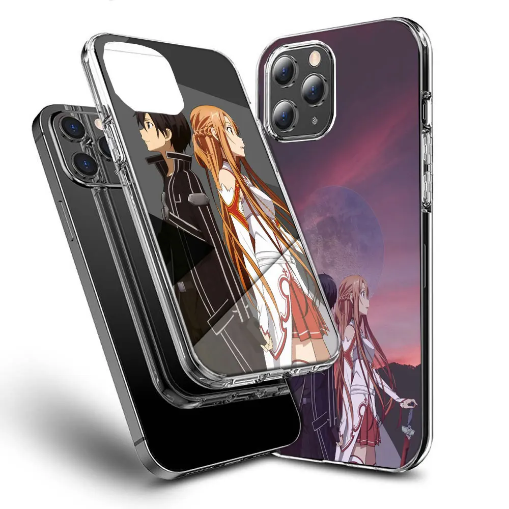 Sword Art Online SAO Anime Phone Case For Apple Iphone 15+ 14 Plus Fundas 16 Pro Max Capa 12 13 Mini Coque 11 Pro Cover Shell TP