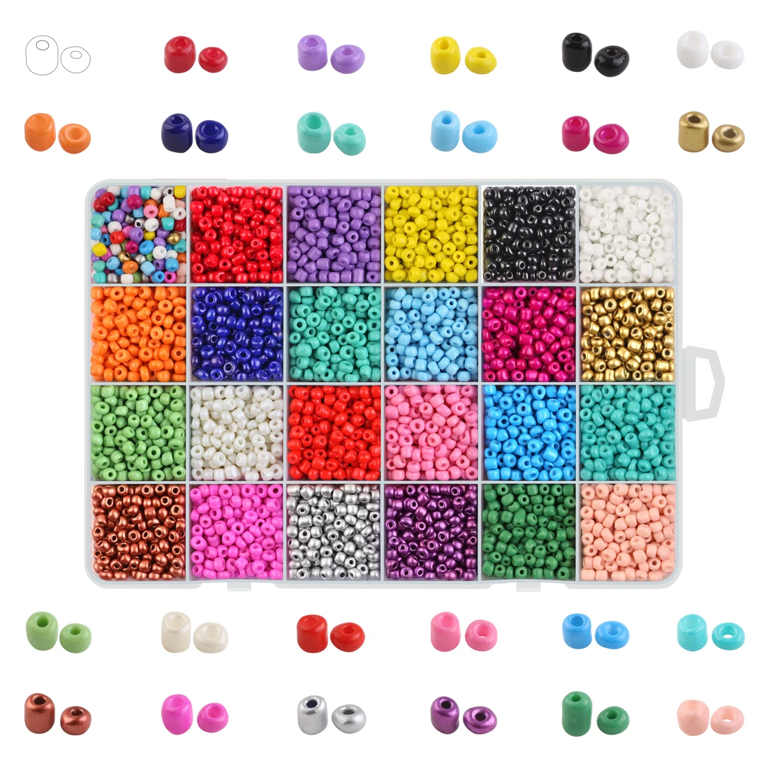 6000Pcs/Box Glass Seed Beads for Jewelry Making 4mm Round Loose Spacer Beads DIY Making Waist Bead Bracelets Necklaces Earrings