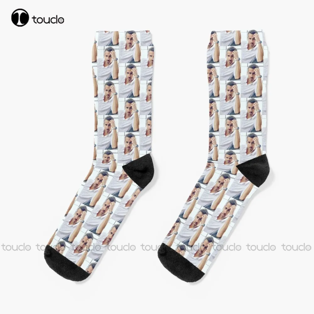 Ryan Reynold Socks Boot Socks For Women Street Skateboard Socks 360° Digital Print Design Cute Socks  Creative Funny Socks