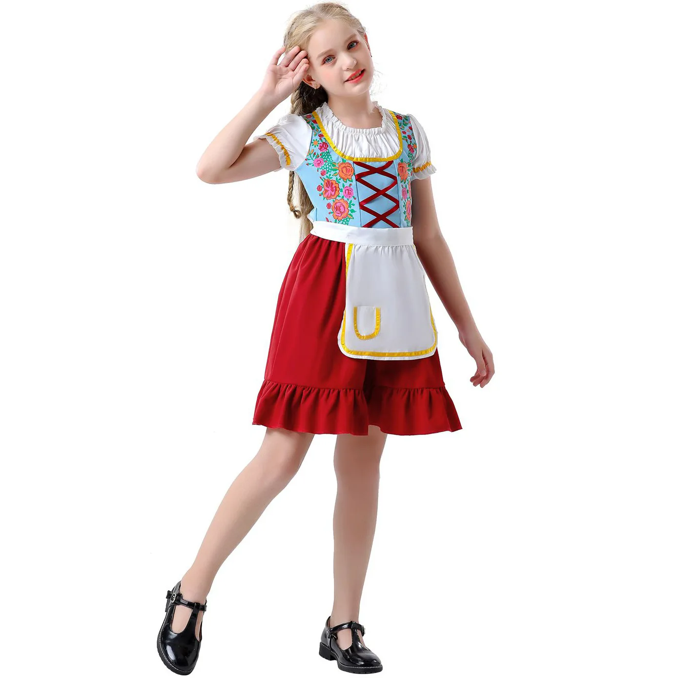 Traditionelles bayerisches Oktoberfest-Kostüm für Erwachsene Frauen, Kinderkleid, Halloween-Party-Cosplay-Kostüm, Bierfest-Outfit für Kinder – Detail 7