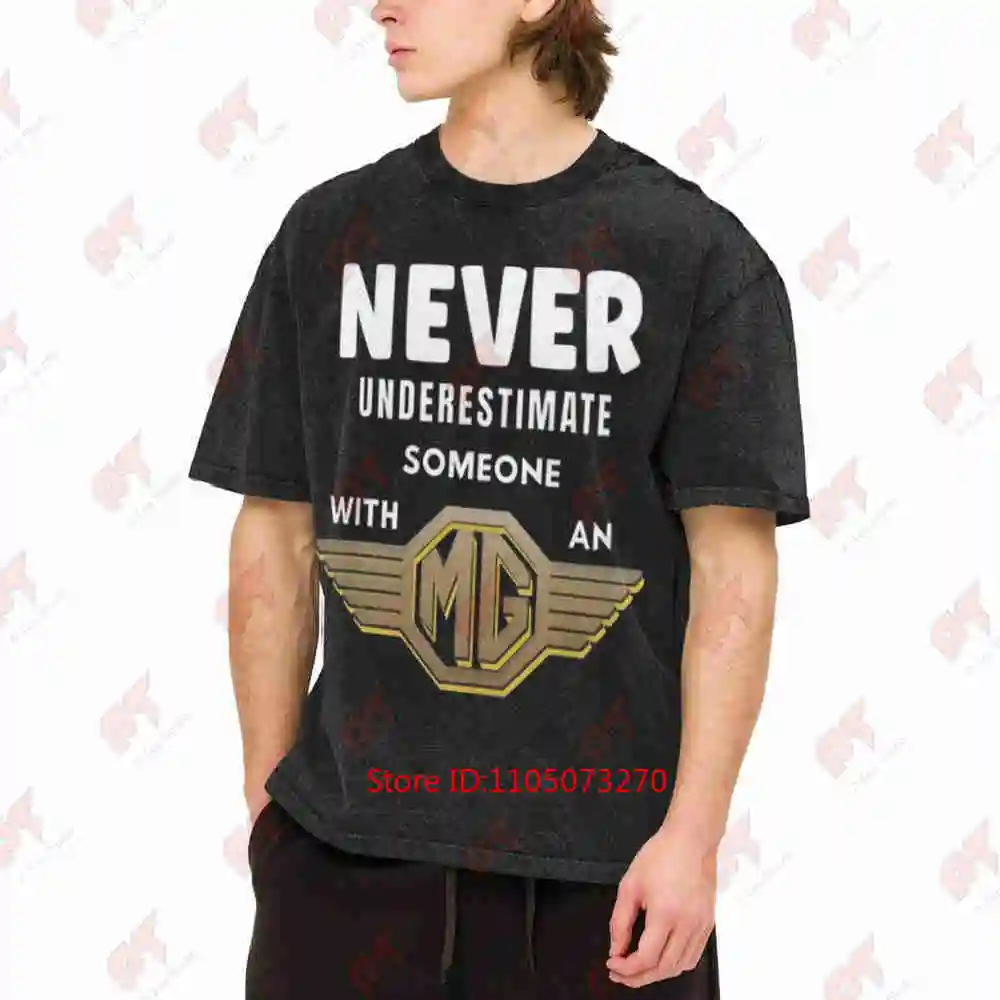 MG MGB MGC Badge Never Underestimate Someone With Initials Vintage Washed Tee Pure Cotton T-Shirt