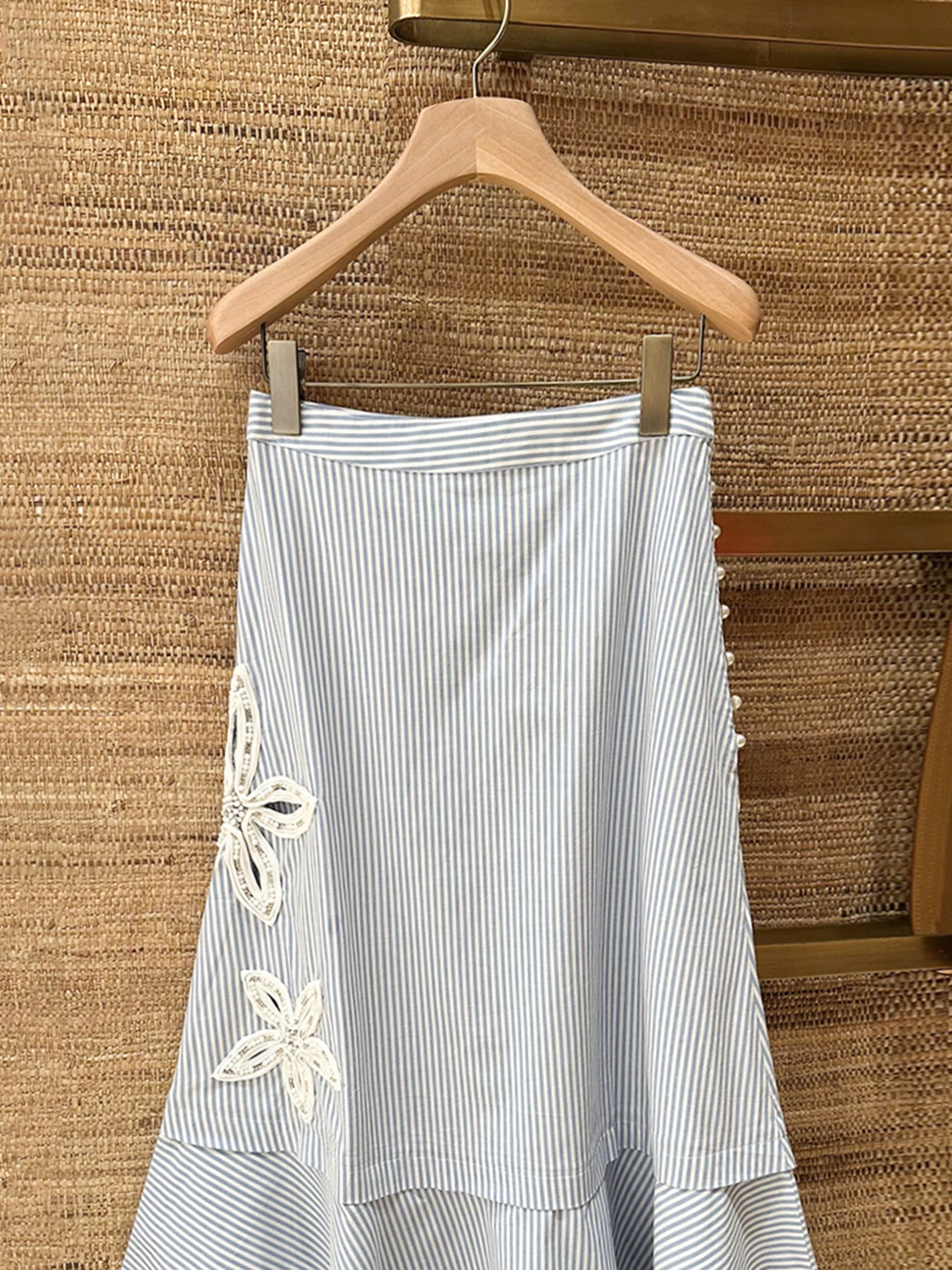 

Женская флисовая юбка в вертикальную полоску, нежная длинная юбка трапециевидной формы с высокой талией, полиэфирное волокно