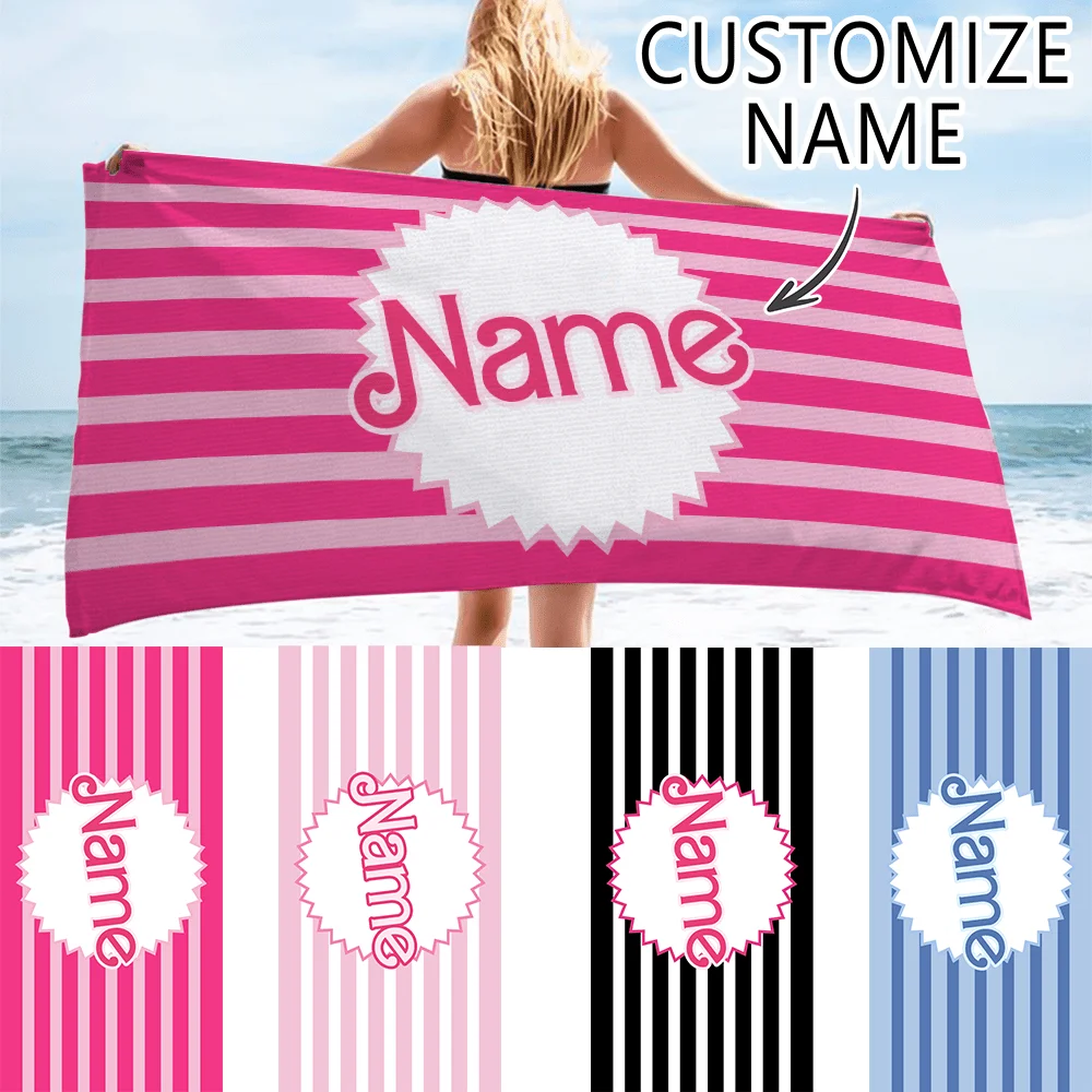 

Customized Beach Towel Name Personalized Microfiber Beach Towel Pool Anti-Sand Summer Seaside Super Absorbent Bath Towel
