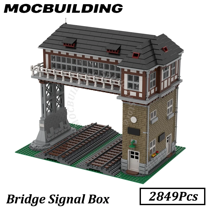 MOC Blocos de Construção de Bridge Signal, Acessórios Ferroviários, Model Display, Tijolo Brinquedos, Construção Presente, Natal Presente