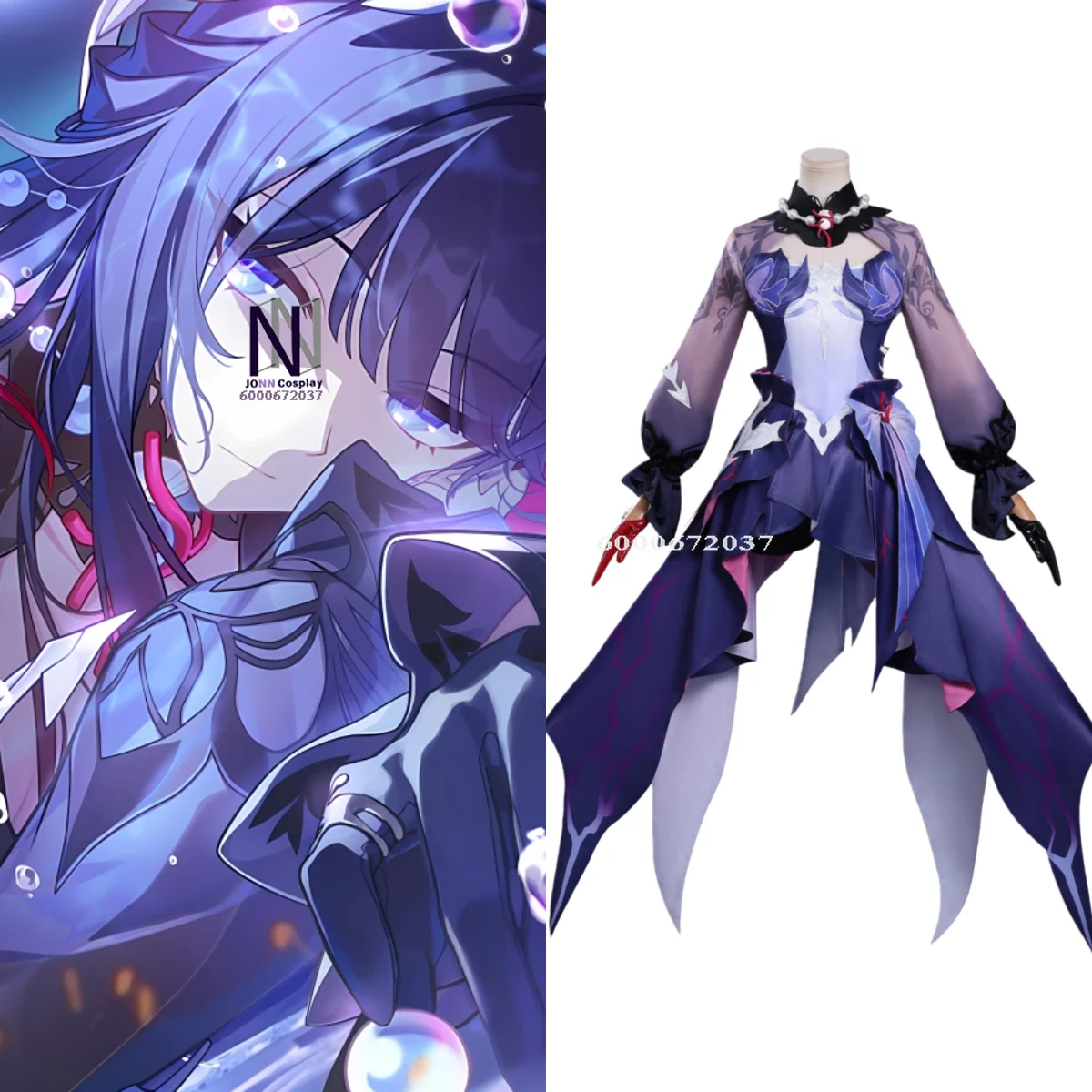 

Game Honkai：Star Rail Cosplay Costume Anime Hysilens Fashion Role Playing Outfit Wig Purple Dress Women Comic Con Party Suits