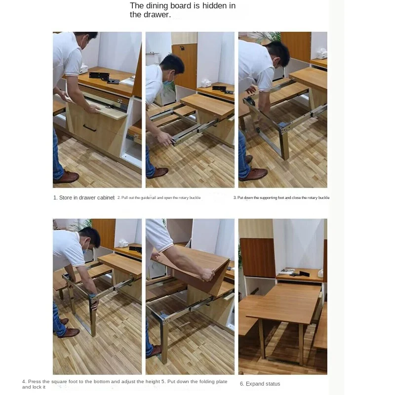 

NEW Multi-Section Hidden Table Slideway Multi-functional Pulling Folding Dining Table Retractable Rail Flat Push With Feet Track