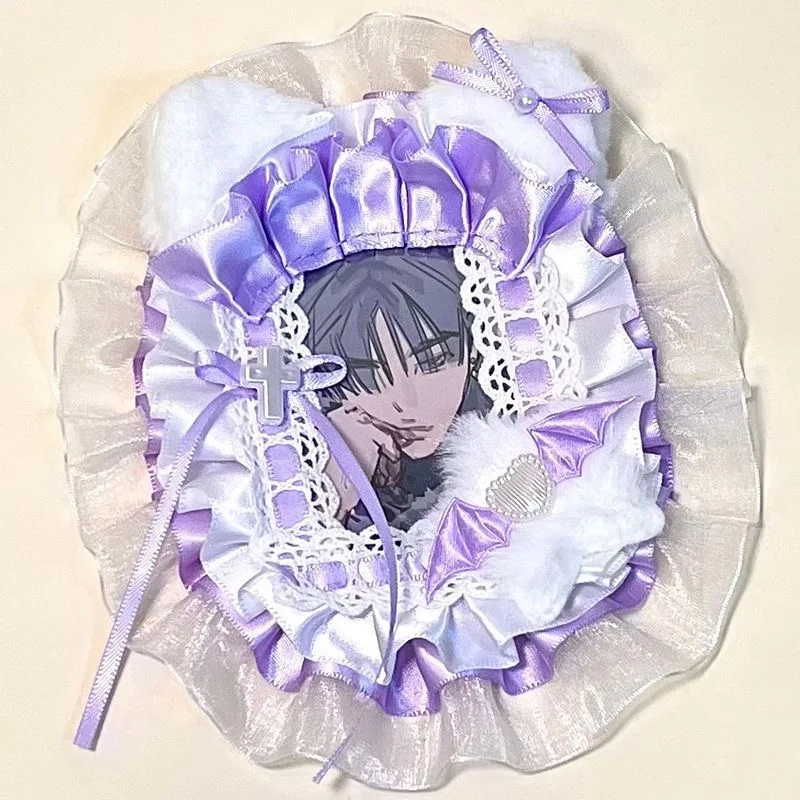 

Фиолетовый кружевной держатель для карточек, держатель для фотокарт, украшение «сделай сам», защита для фотокарт, Kawaii Bow Ita, сумка, аксессуары y2k idol фото