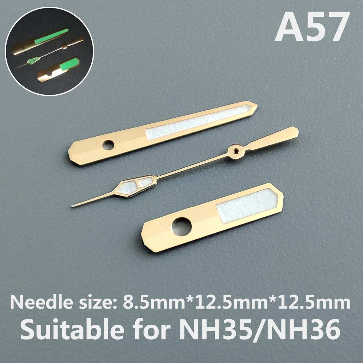 

Watch accessories watch pointer NH35 hands white pointer green super luminous, suitable for NH35, NH36 movement A1-A81