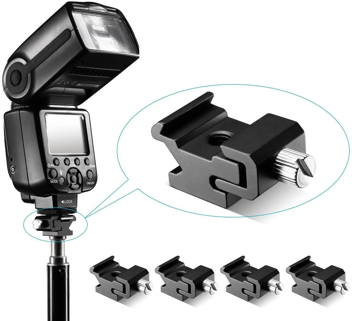 Hot Shoe Flash Bracket Camera Black Metal Cold Shoe Mount Adapter With 1/4 Tripod Screw for Light Stand Tripod Holder