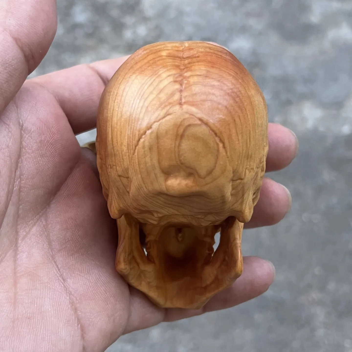 Gothic Dark Decor Skull Carving from Natural Wood - Handmade  Art Sculpture, Unique Desktop & Bookshelf Ornament for Halloween