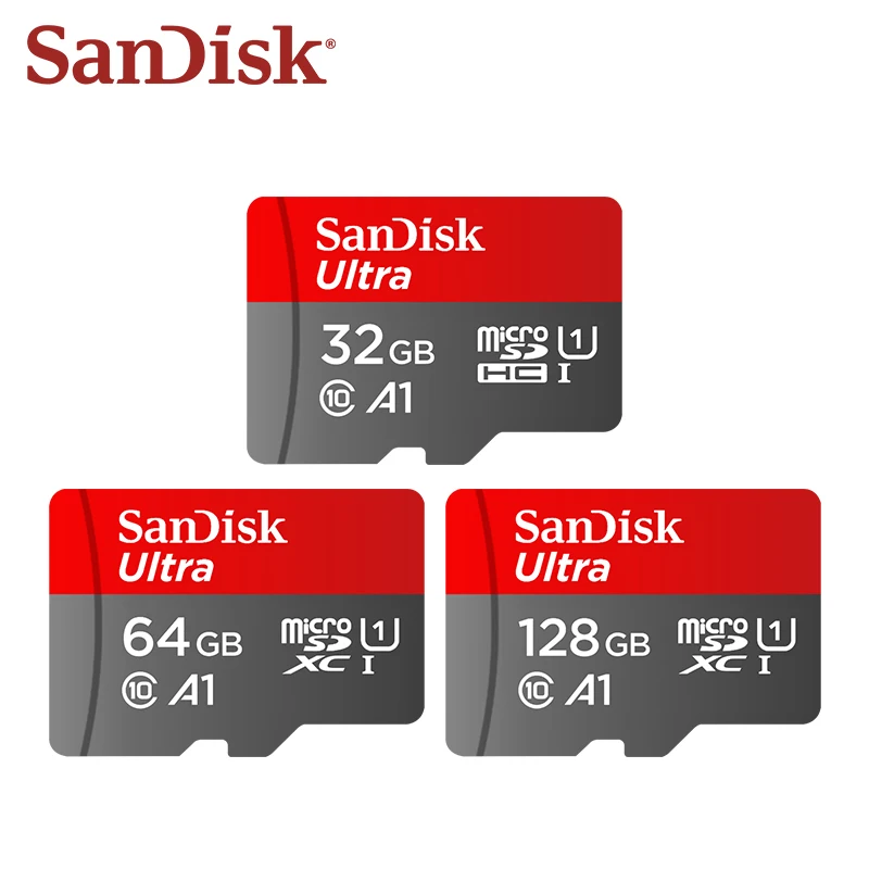 بطاقة SanDisk A1 micoSDXC بطاقة TransFlash أصلية Utra 1 تيرا بايت 512 جيجا بايت 256 جيجا بايت 128 جيجا بايت 64 جيجا بايت مع محول بطاقة ذاكرة MicroSD U1 C10
