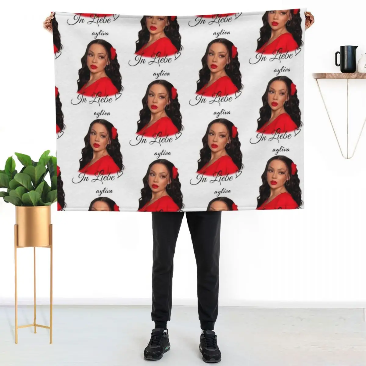 Ayliva In Liebe In Red Throw Blanket Bed linens Retros anime Softest Comforter Blankets