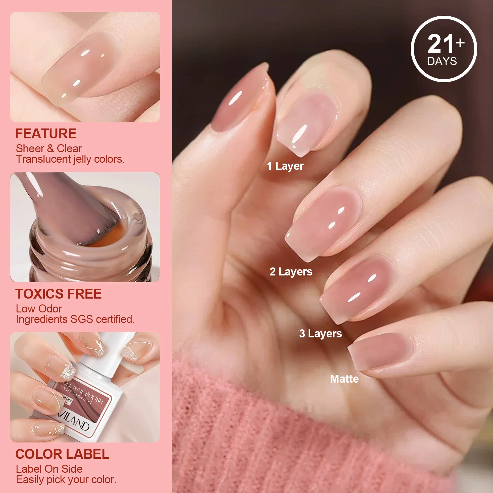 Saviland 6 stücke 10ml gel nagellack transparent gelee schiere nagellack einweichen uv nagel kunst gel politur startset für zuhause diy