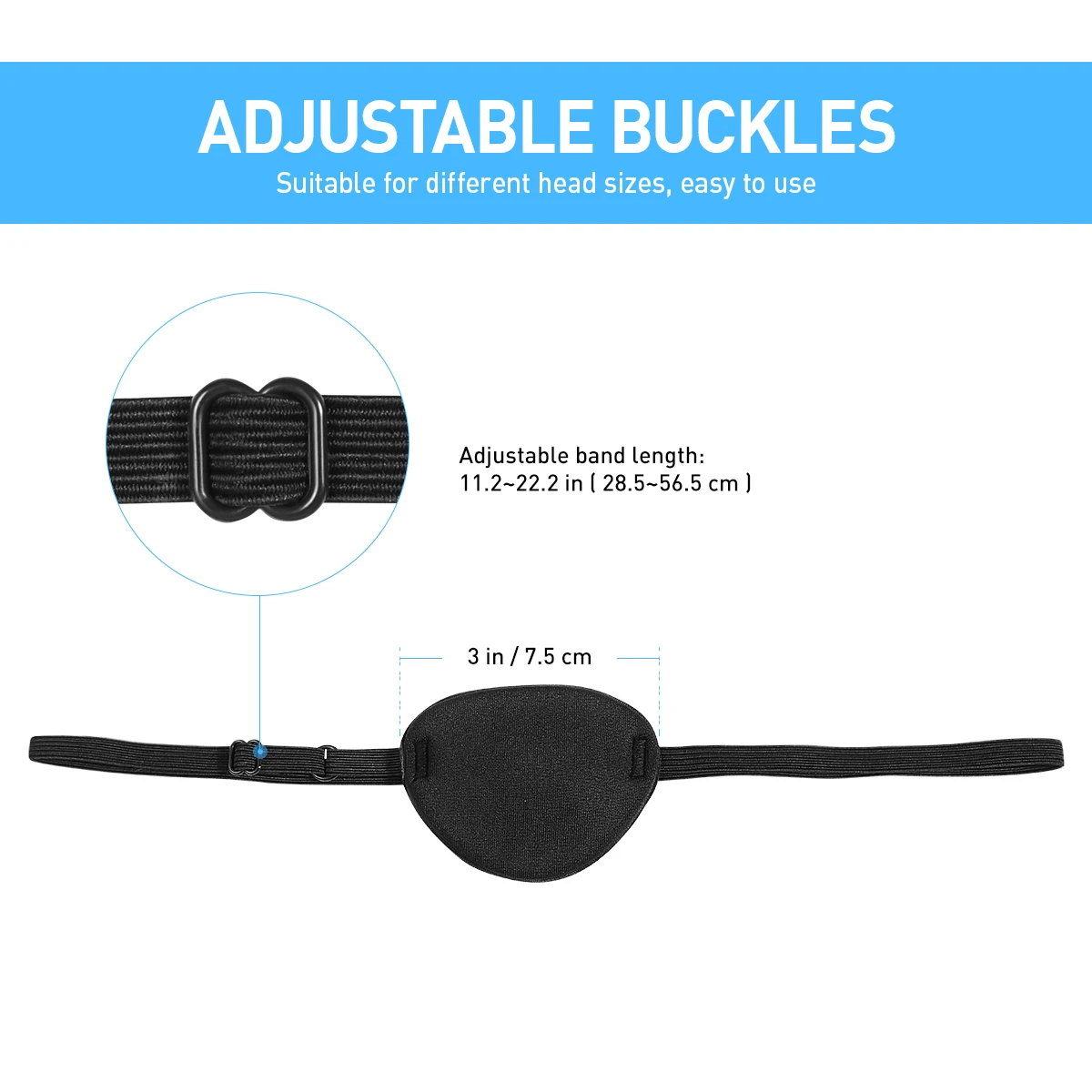 

2pcs Single Eye Mask 3D Stereo Black Sponge Adjustable Elastic Comfort Eye Cover For Amblyopia Skin Care Cosplay Crossbone