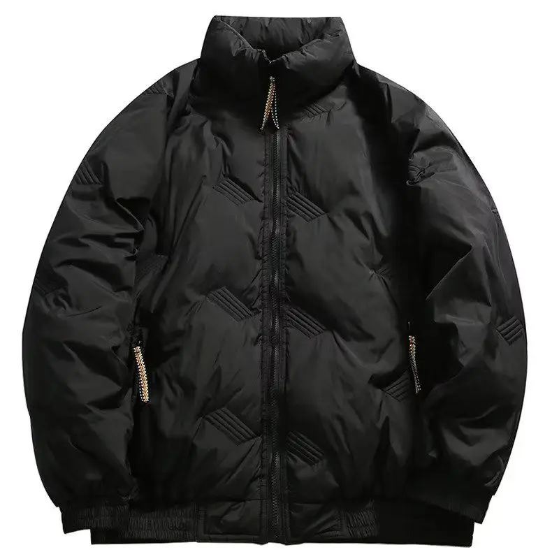 Men's Winter Coat Japanese Retro Pleated Quilted Cotton Coat Thickened Warmth Turtleneck Oversized Couple's Jacket