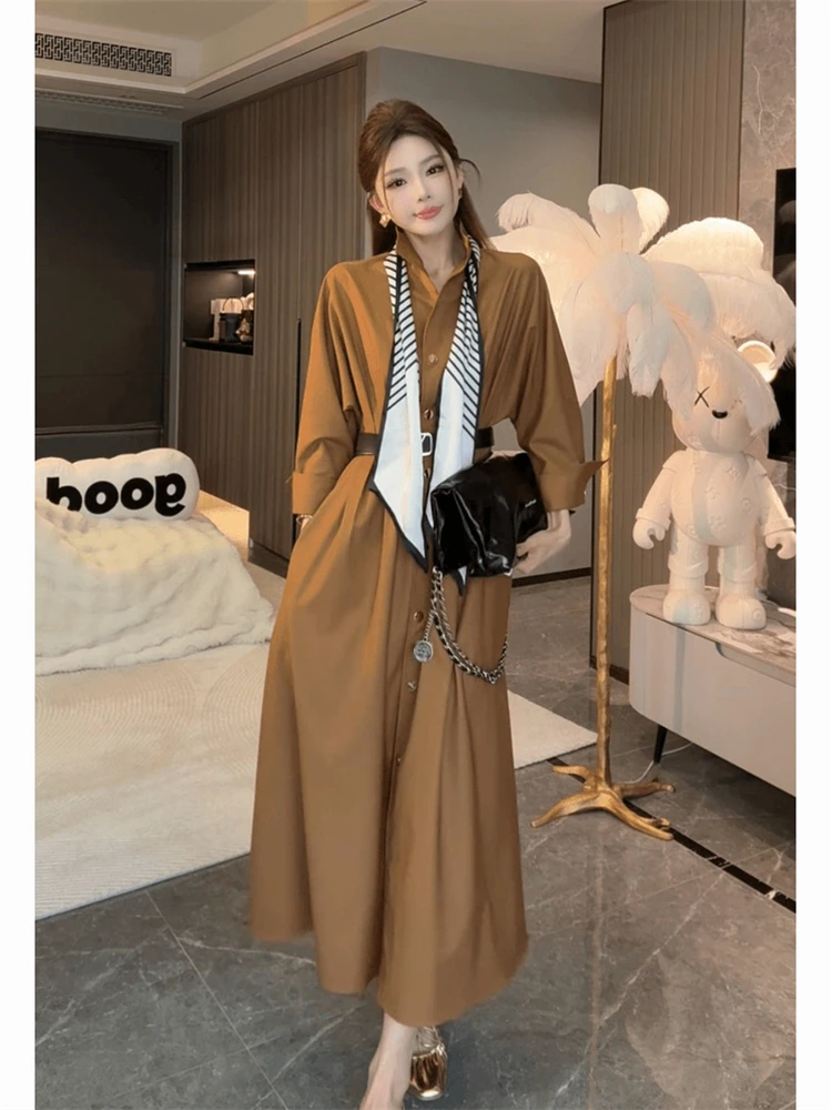 

French Style Single-Breasted Waist-Cinching Dress for Women2025Spring New Style Trench Dress Unique and Beautiful Dress