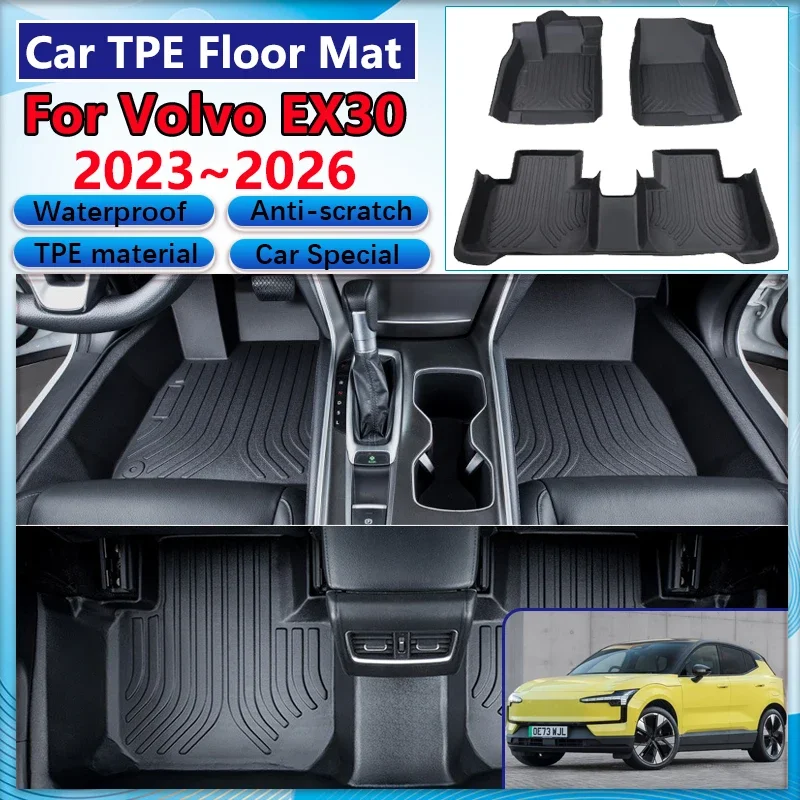 For Volvo EX30 Accessories 2023 2024 2025 2026 Car Rear Floor Mat 3D TPE Waterproof Leather Mud Carpet Cover Foot Pad Accesories