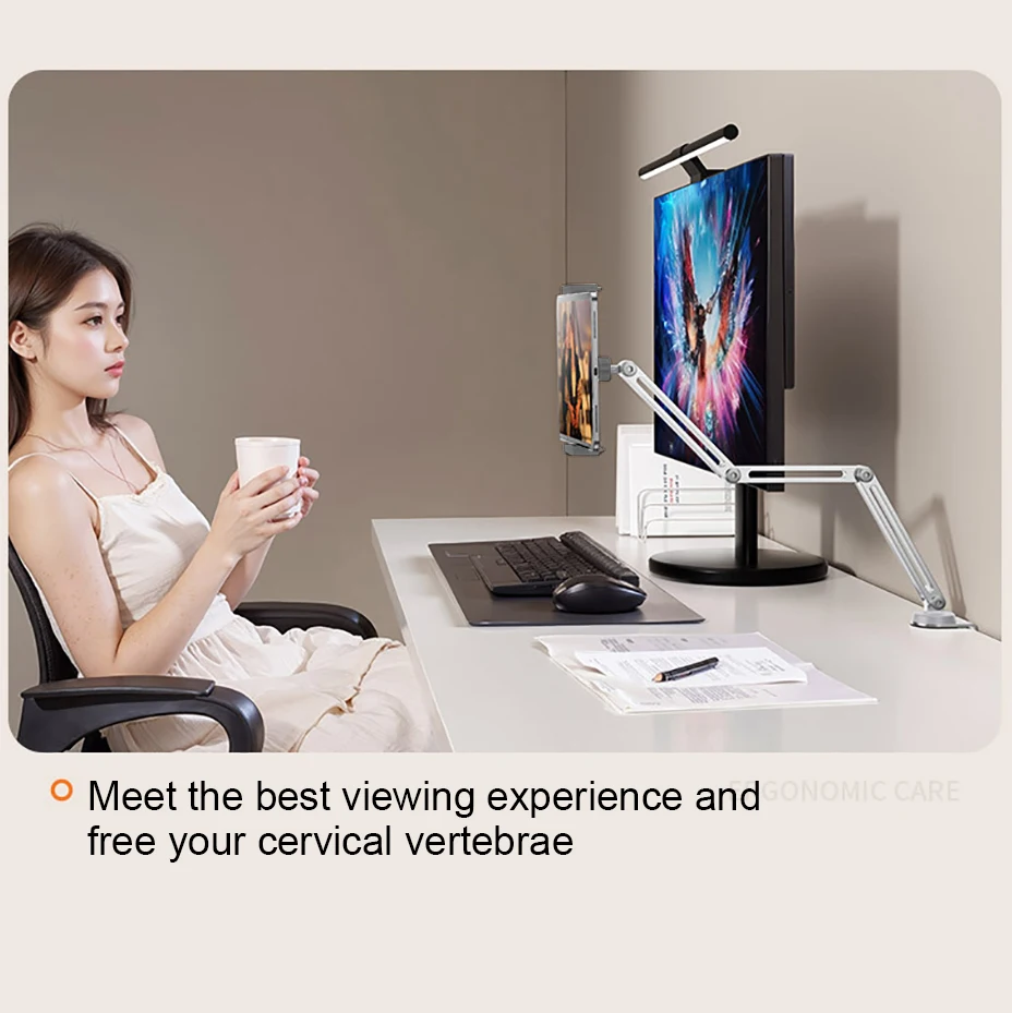 Picture 4: Adjustable Bed Tablet Stand for 4-12.9 inches Mobile Phones Tablets Aluminum Arm Bed Desk Tablet Mount Support for iPad Mini