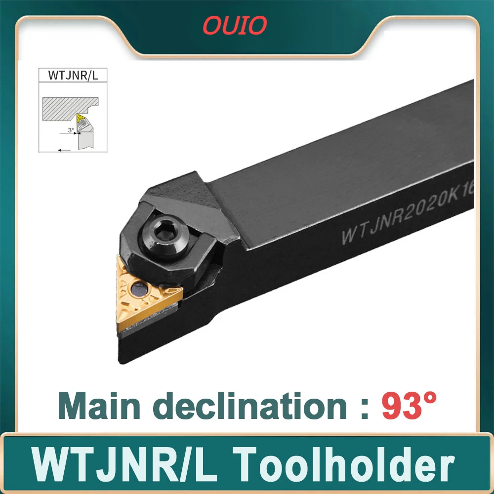 OUIO 1pc WTJNR2020K16 WTJNR 1616H16 WTJNR2525M16 External Triangul Turning Tool Holder TNMG Carbide Inserts Lathe Cutting Tools