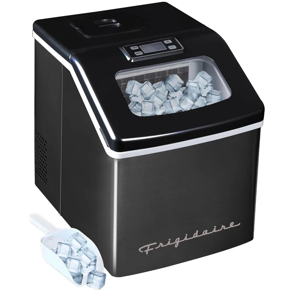 EFIC452-SSBLACK XL Maker, Makes 40 Lbs. of Clear Square Ice Cubes A Day, Black Stainless